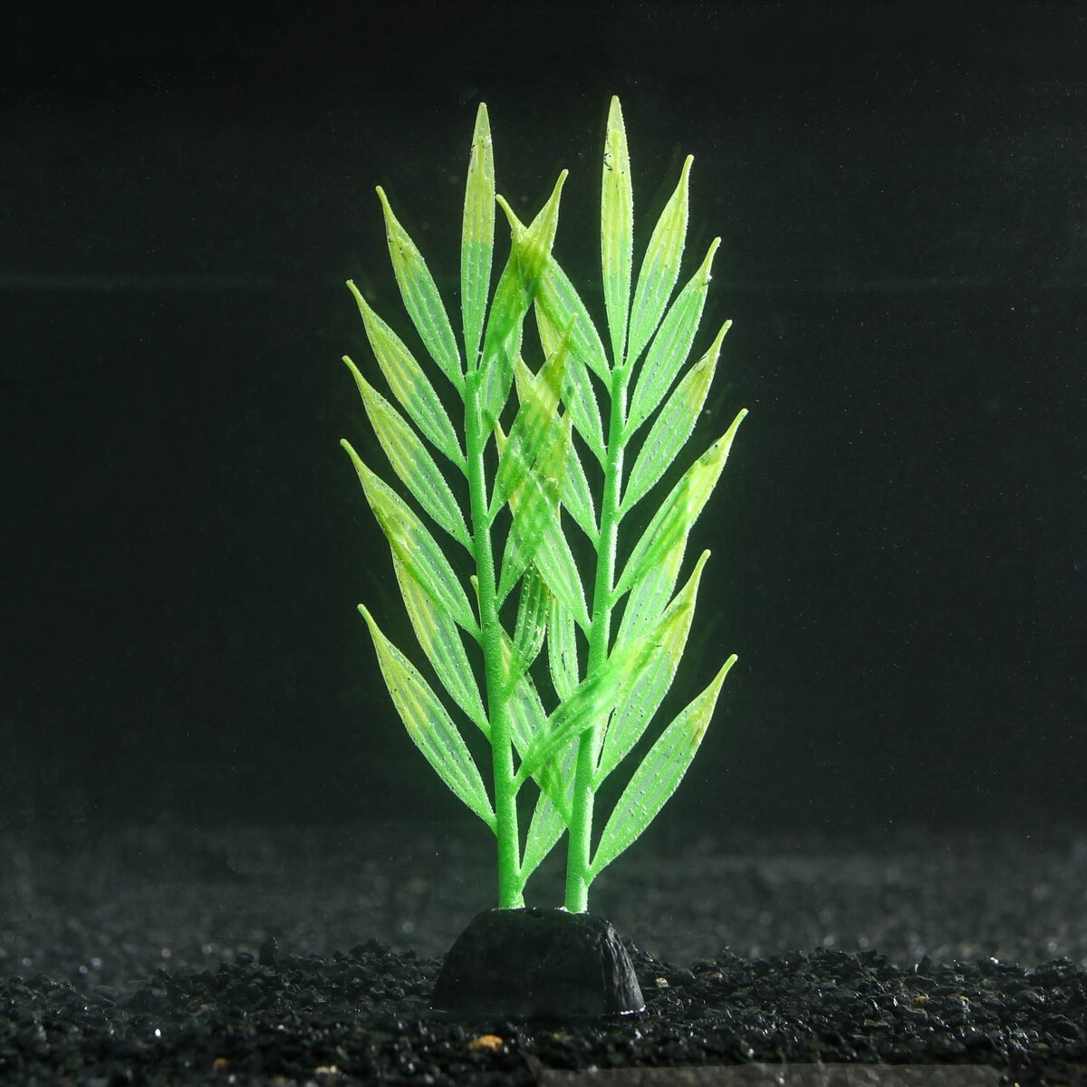 Растение силиконовое аквариумное, светящееся в темноте, 6,5 х 18 см, зелёное No brand