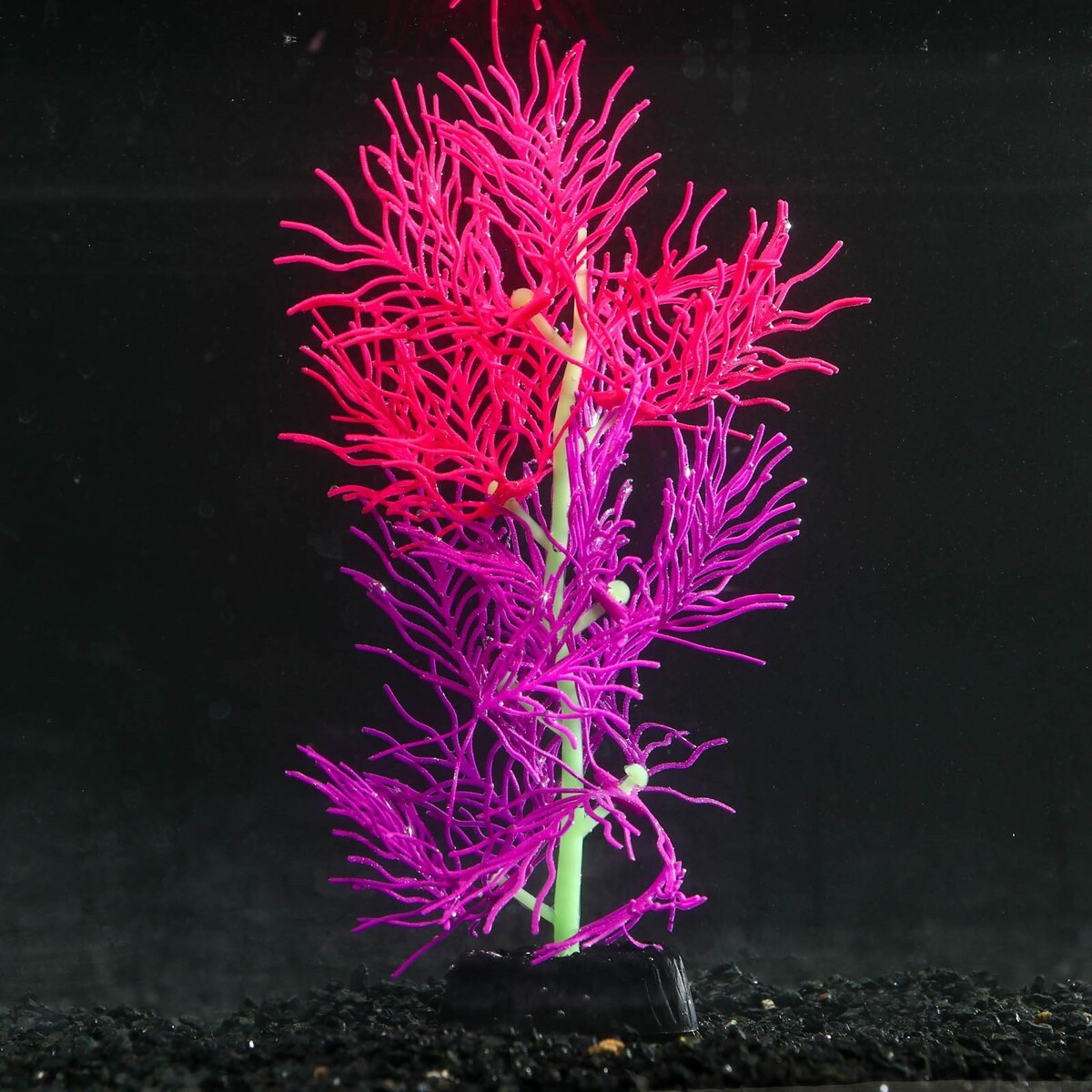 Растение силиконовое аквариумное, светящееся в темноте, 9,5 х 30 см, красно-фиолетовое No brand