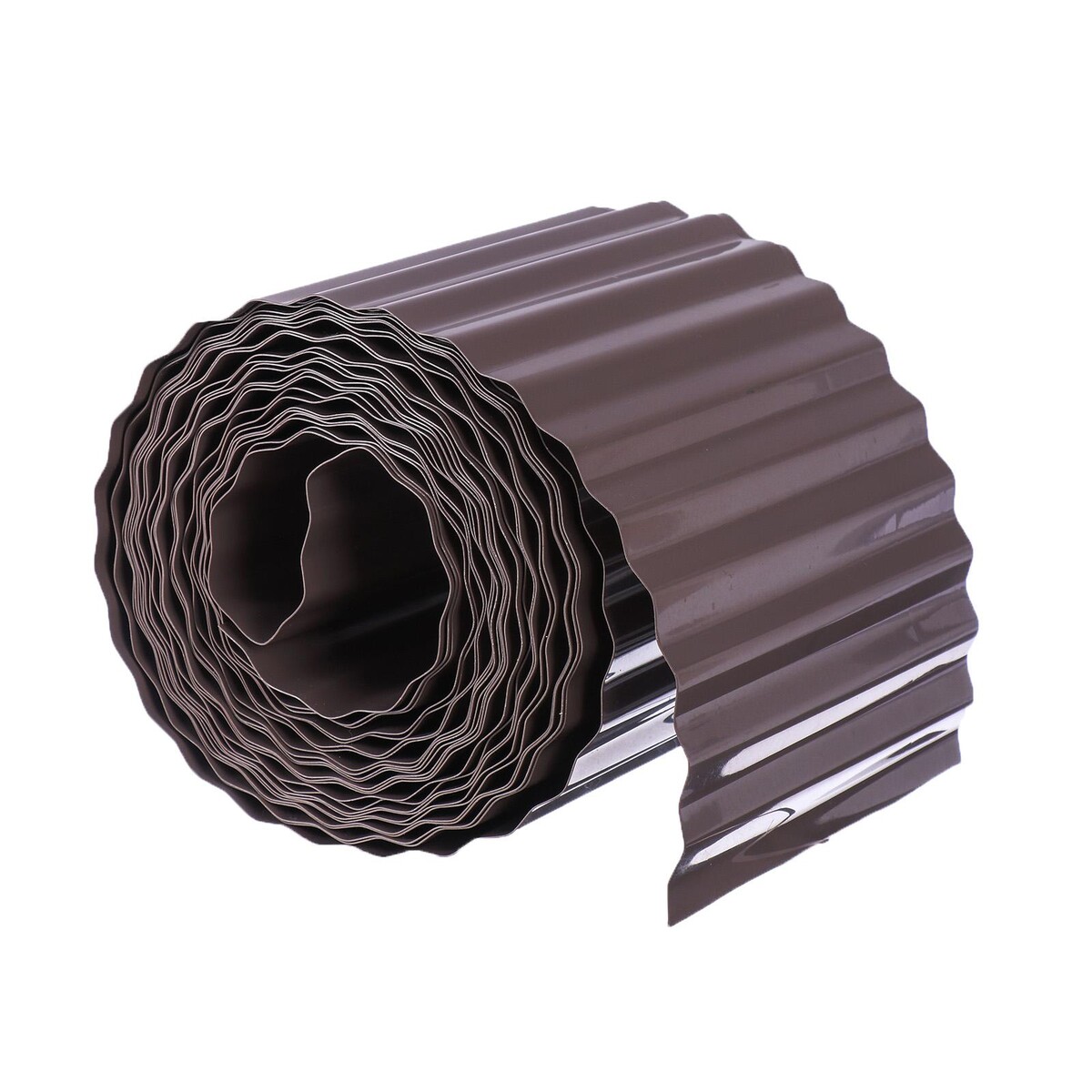 Лента бордюрная, 0.15 × 9 м, толщина 0.6 мм, пластиковая, гофра, темно-коричневая лента бордюрная 0 2 × 9 м толщина 1 2 мм пластиковая фигурная коричневая