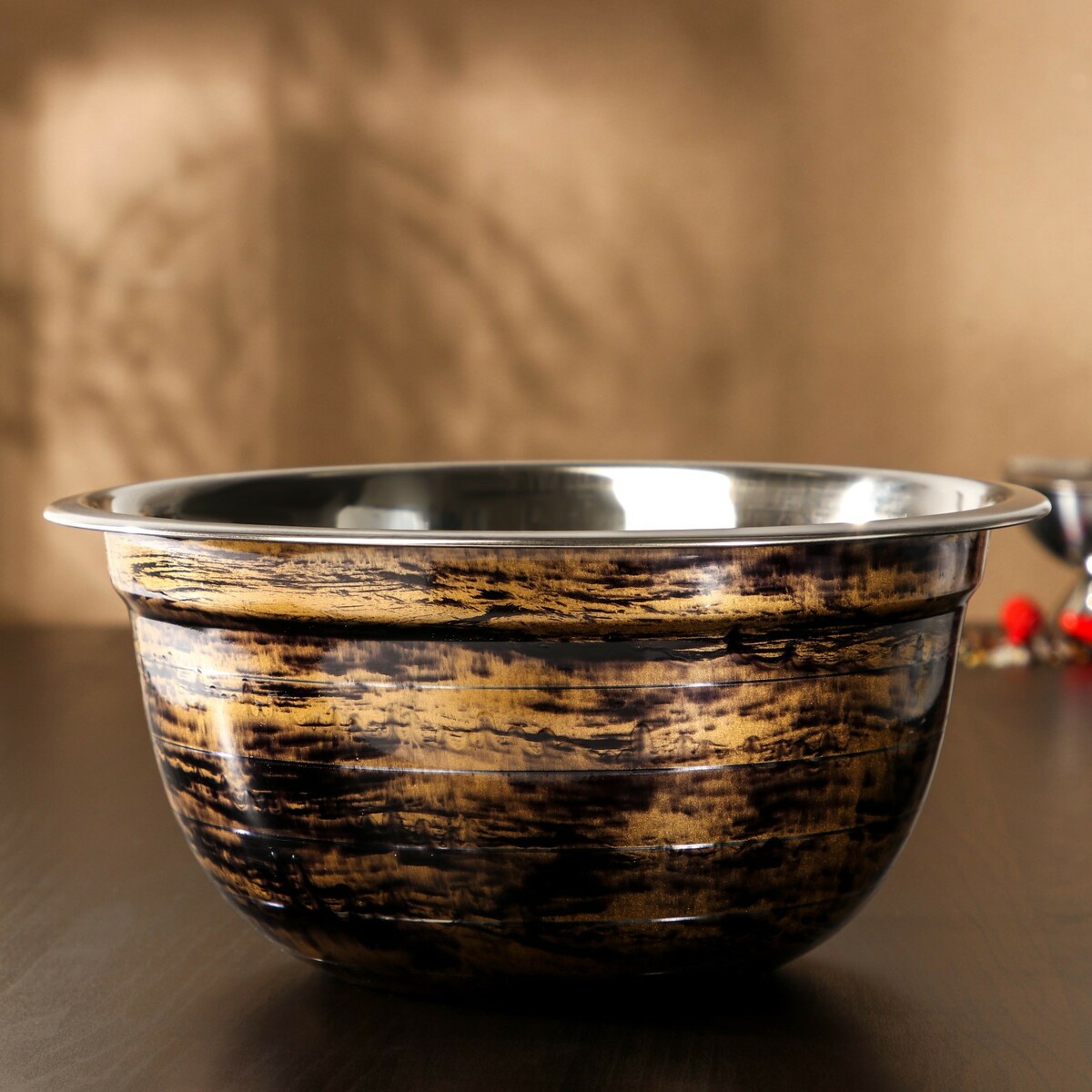 

Миска из нержавеющей стали доляна wood, d=24 см, цвет древесный, Золотистый