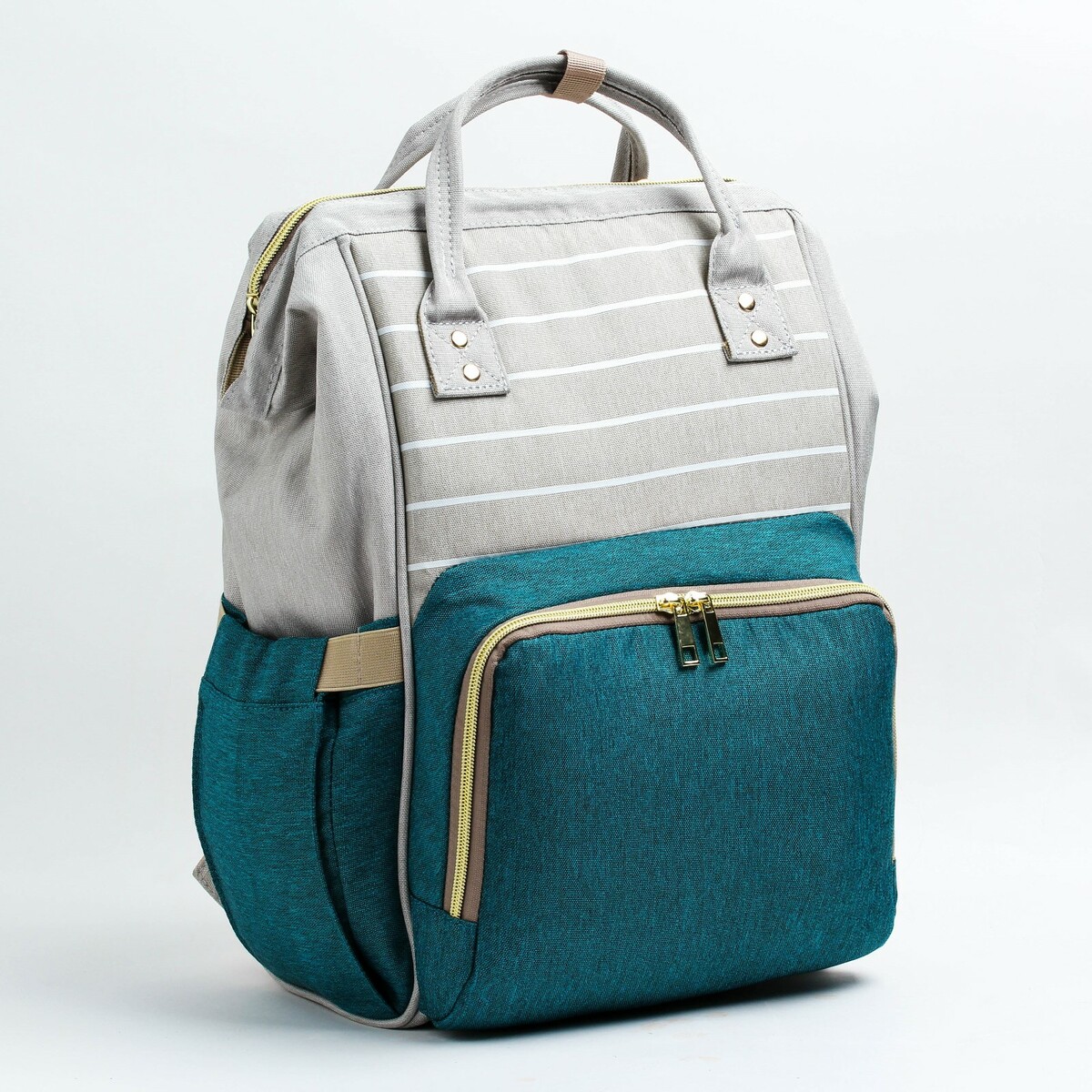 Рюкзак женский с термокарманом, термосумка - портфель, цвет серый/зеленый рюкзак женский