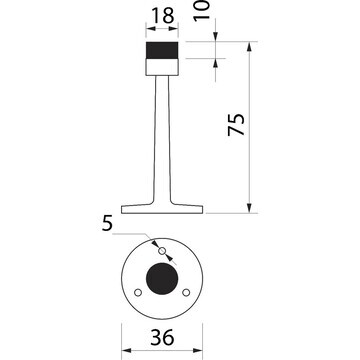 Упор дверной u106gp, н=75 мм; d=36, цвет