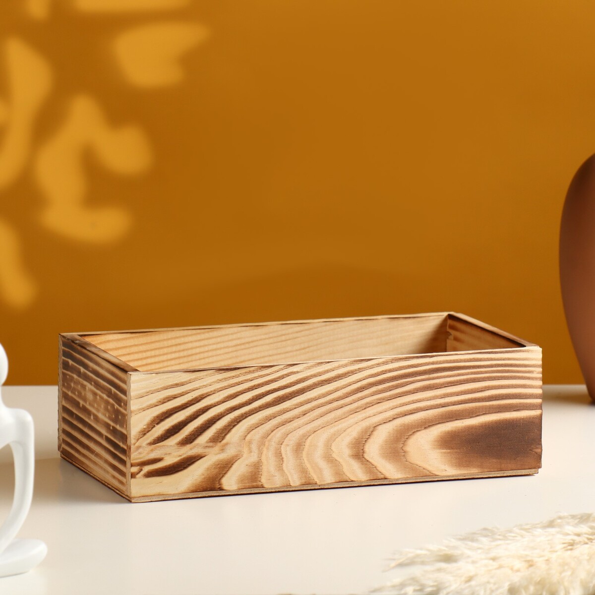Кашпо деревянное 24×14×9 см элегант, обжиг дарим красиво кашпо деревянное двуреечное обжиг 25х22х9 см натуральный