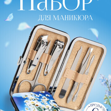 Набор маникюрный, 6 предметов, в футляре