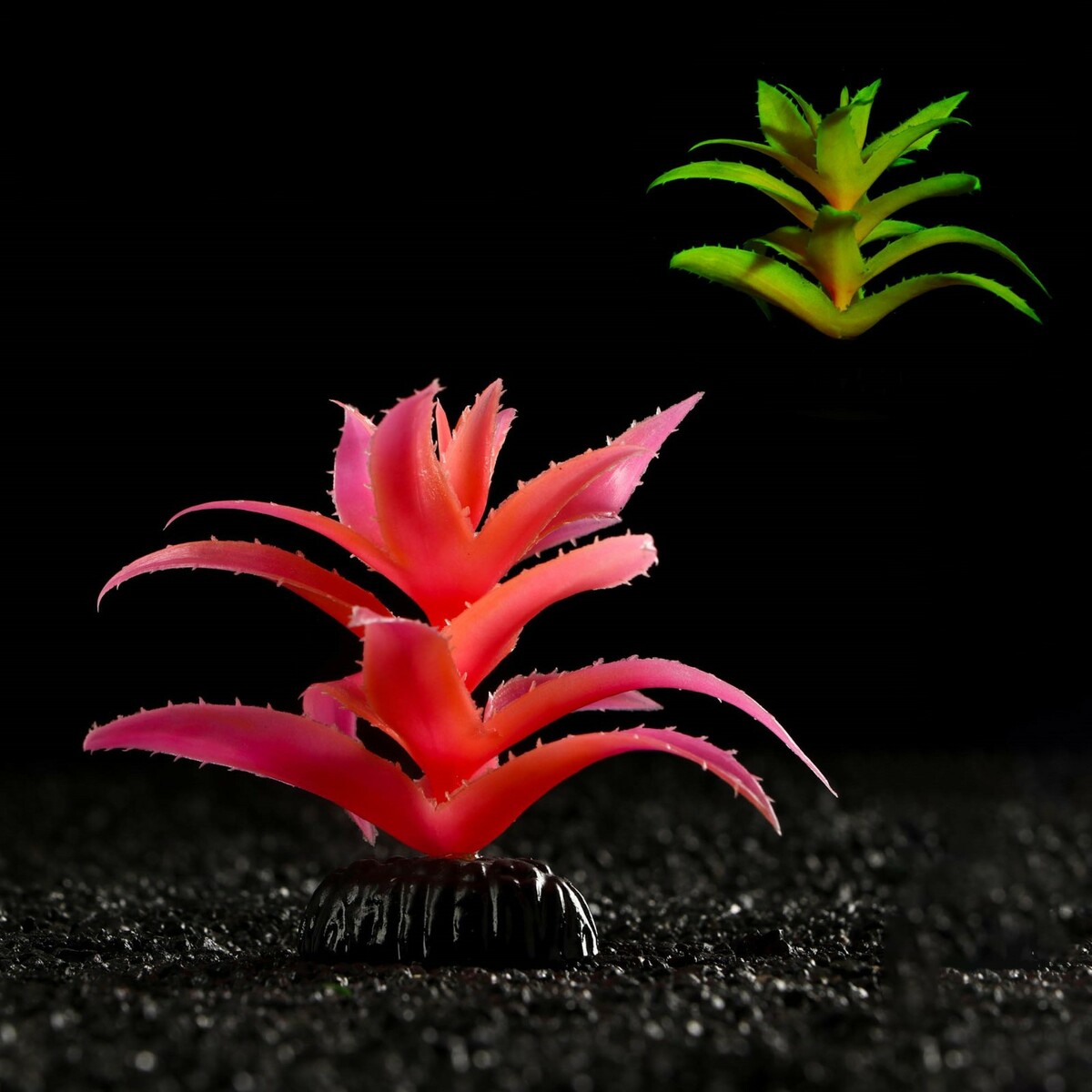Растение искусственное аквариумное, светящееся, 10 см, красное растение искусственное аквариумное на подставке под камень 14 х 11 х 7 см