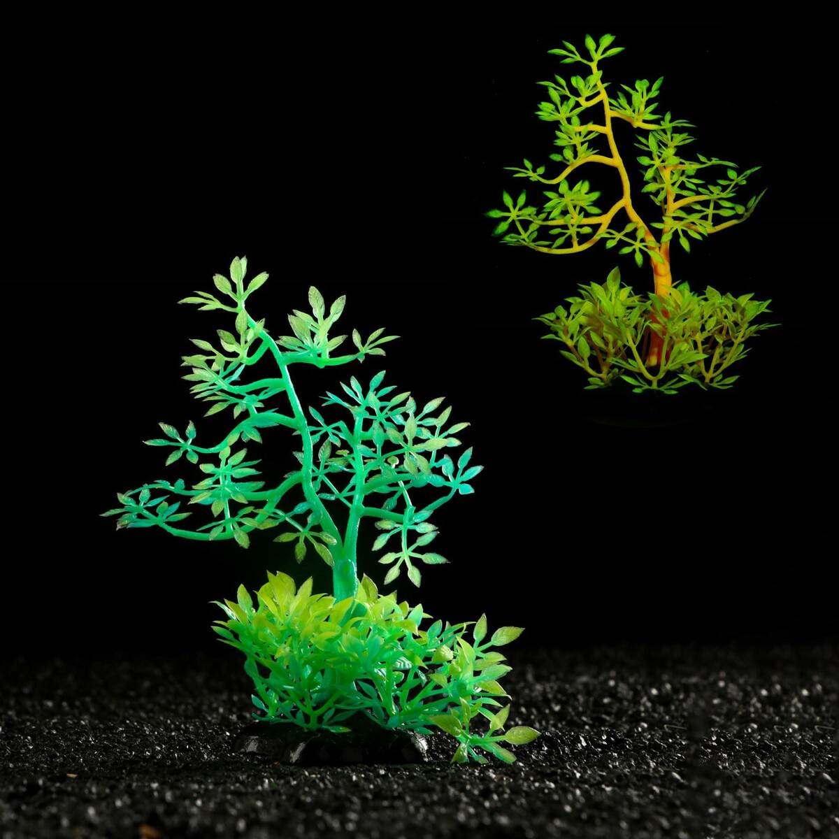 Растение искусственное аквариумное, светящееся, 10 см, зеленое