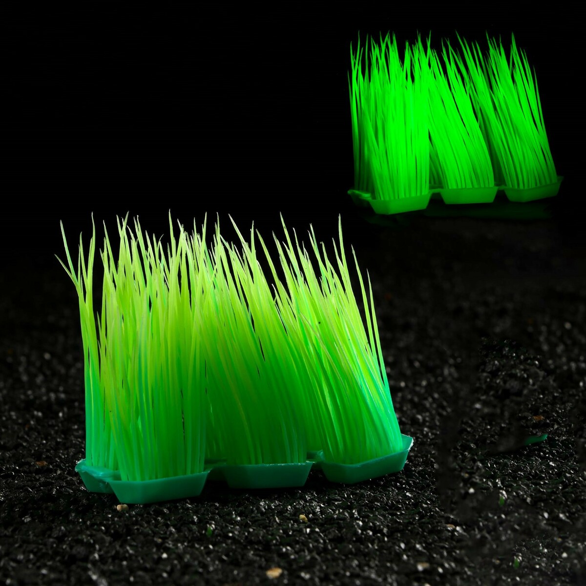 Растение искусственное аквариумное, светящееся, 9 см, зелёное Пижон Аква