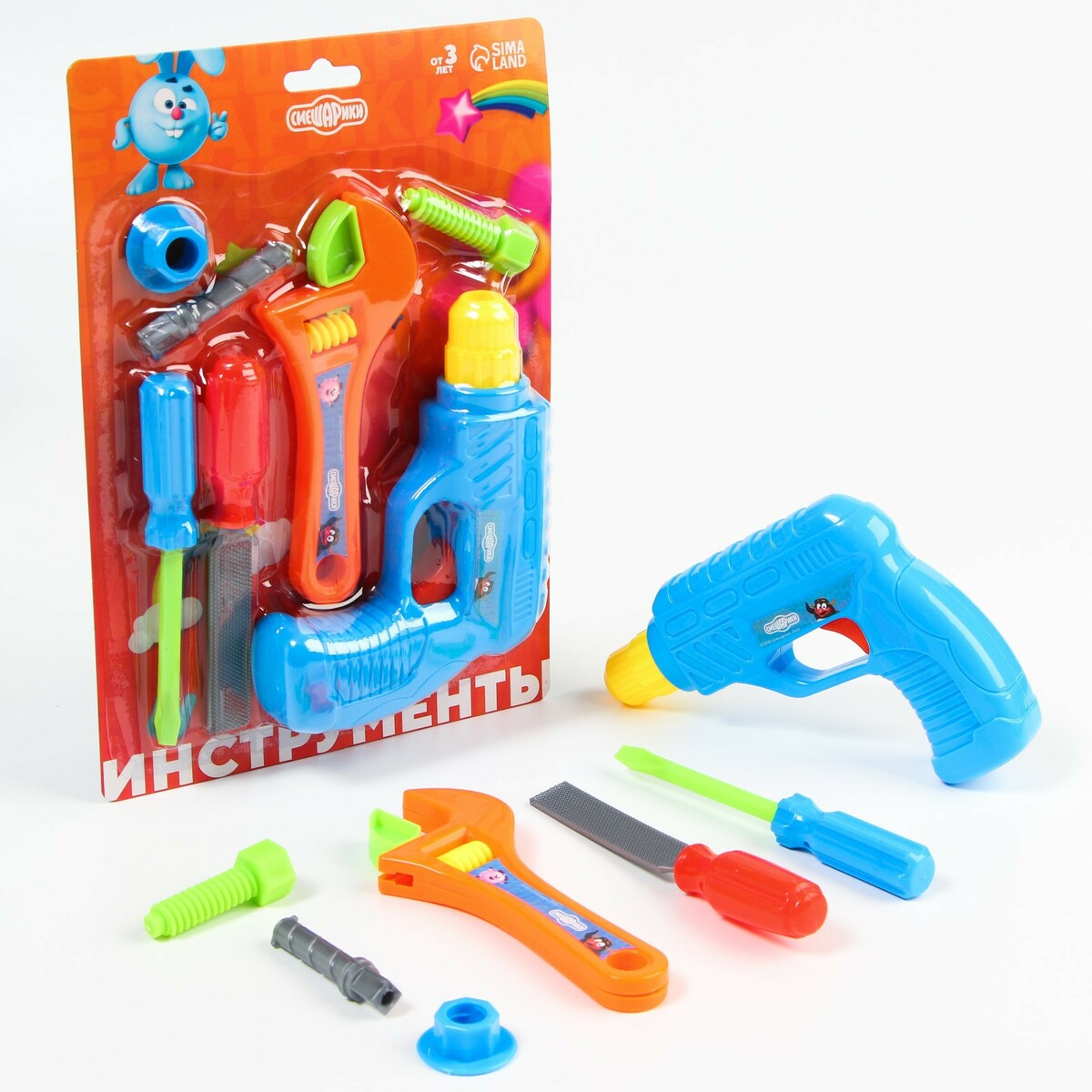 Набор инструментов смешарики, 7 предметов подарочный набор первоклассника для мальчика 5 предметов смешарики