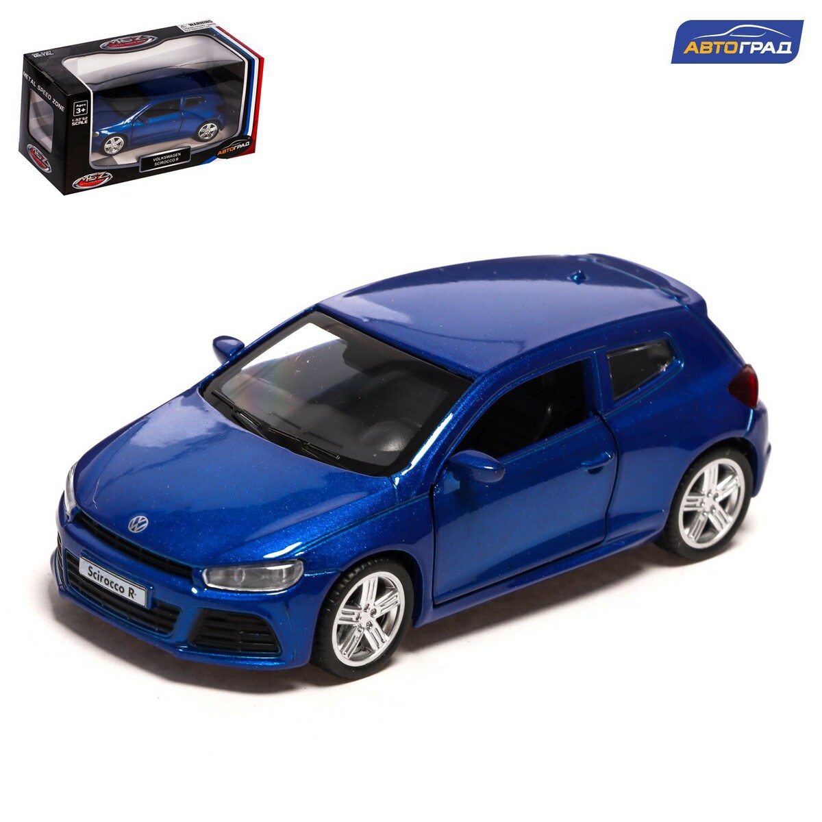 Машина металлическая volkswagen scirocco r1, 1:38, инерция, открываются  двери, цвет синий Автоград 01072533: купить за 400 руб в интернет магазине  с бесплатной доставкой