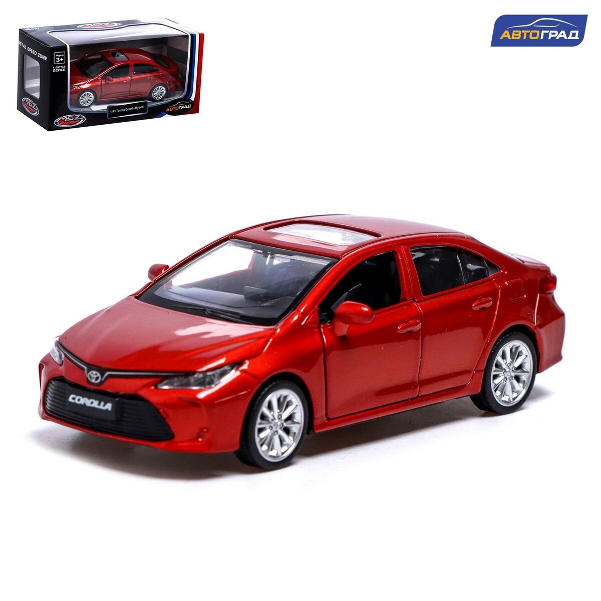 Машина металлическая toyota corolla hybrid, 1:43, инерция, открываются  двери, цвет красный Автоград 01072548: купить за 640 руб в интернет  магазине с бесплатной доставкой