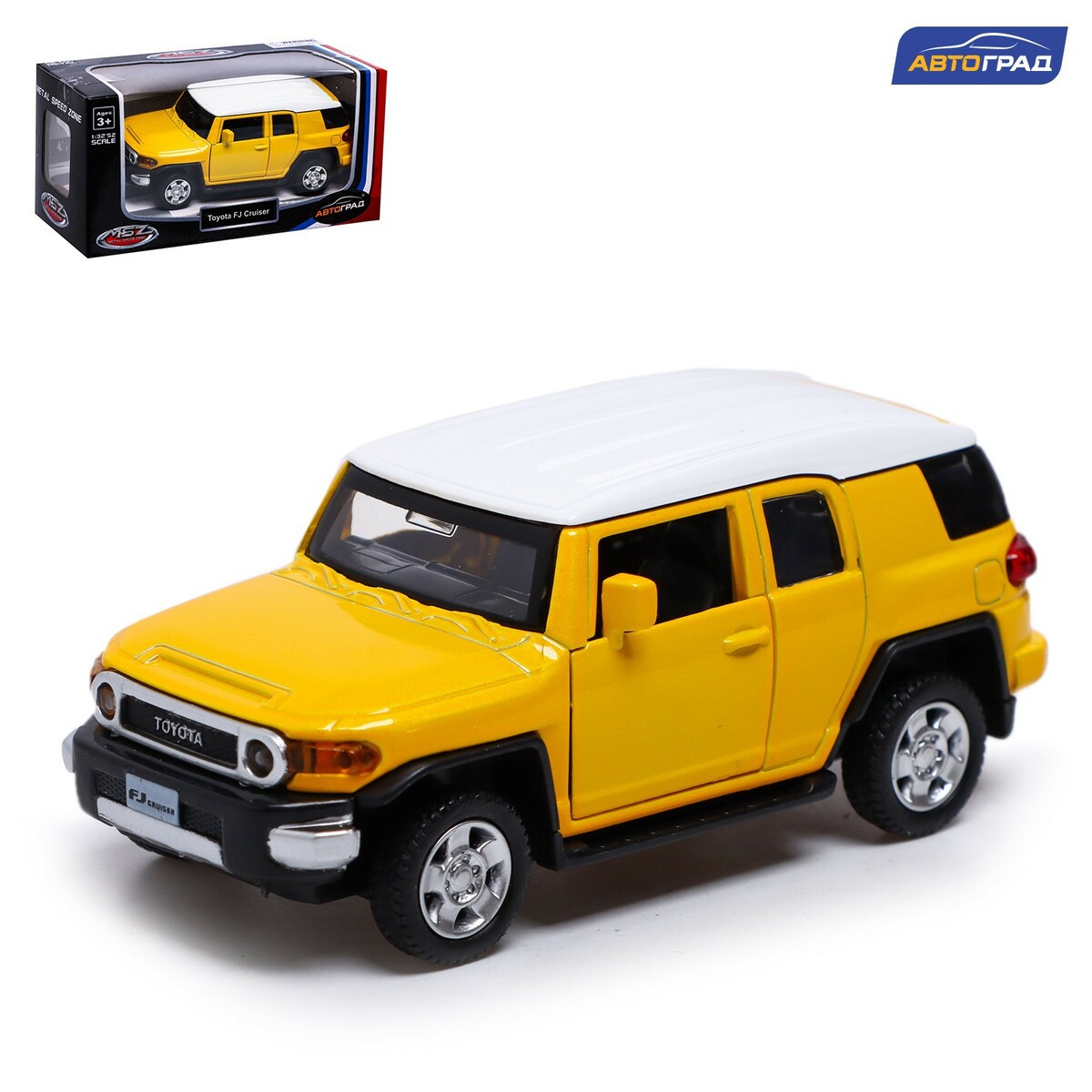 

Машина металлическая toyota fj cruiser, 1:43, инерция, открываются двери, цвет желтый