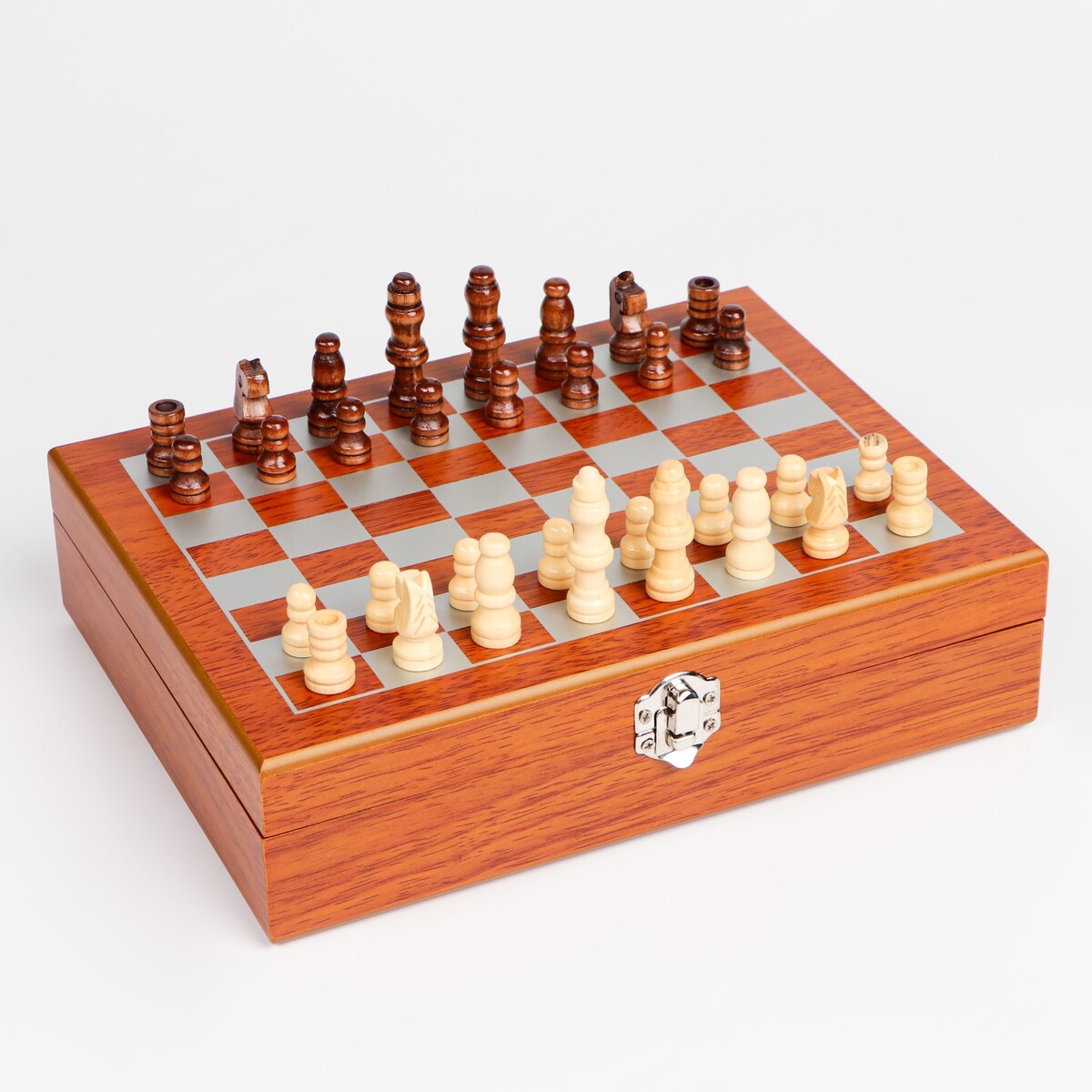 Набор 7 в 1: фляжка 8 oz, 4 рюмки, воронка, шахматы, 18 х 24 см набор 4 в 1 шахматы домино 2 колоды карт 25 х 25 см