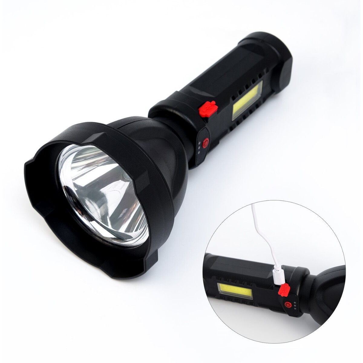 

Фонарь ручной аккумуляторный, 1 вт, 100 лм, 1200 мач, osl, led, cob, 5 режимов, 4.3 х 9 х 18.7 см, Черный