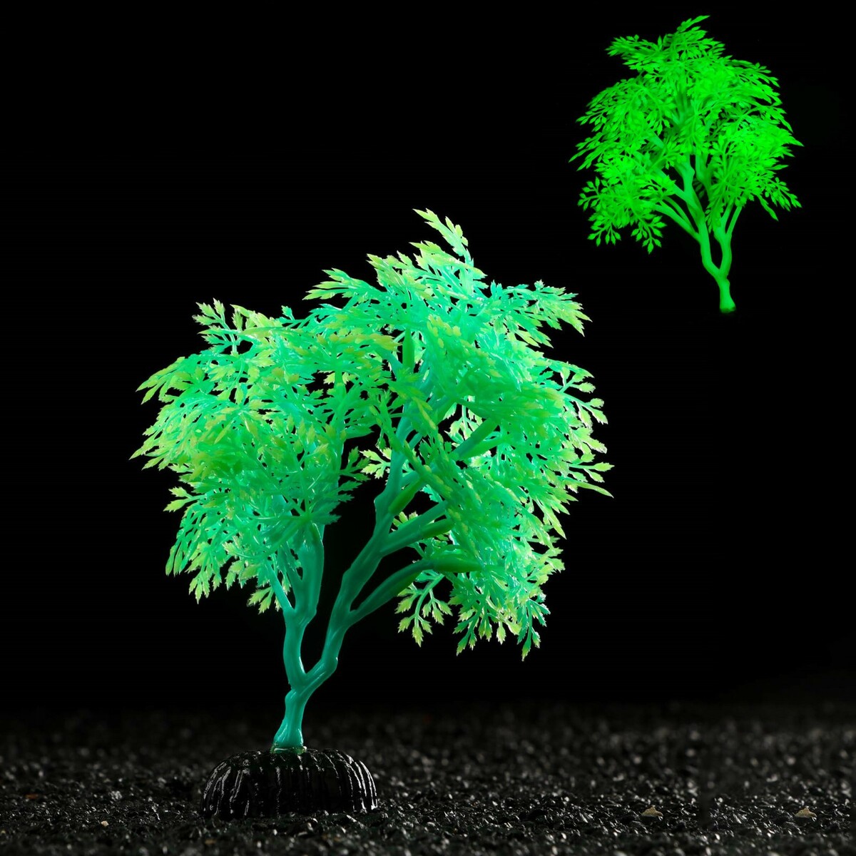 Растение искусственное аквариумное, светящееся, 15 см, зелёное Пижон Аква