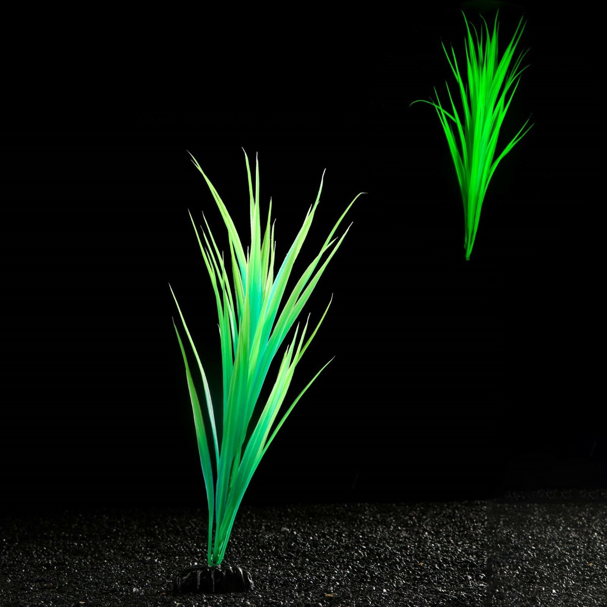 Растение искусственное аквариумное, светящееся, 30 см, зеленое растение силиконовое аквариумное светящееся в темноте 8 х 15 см зеленое