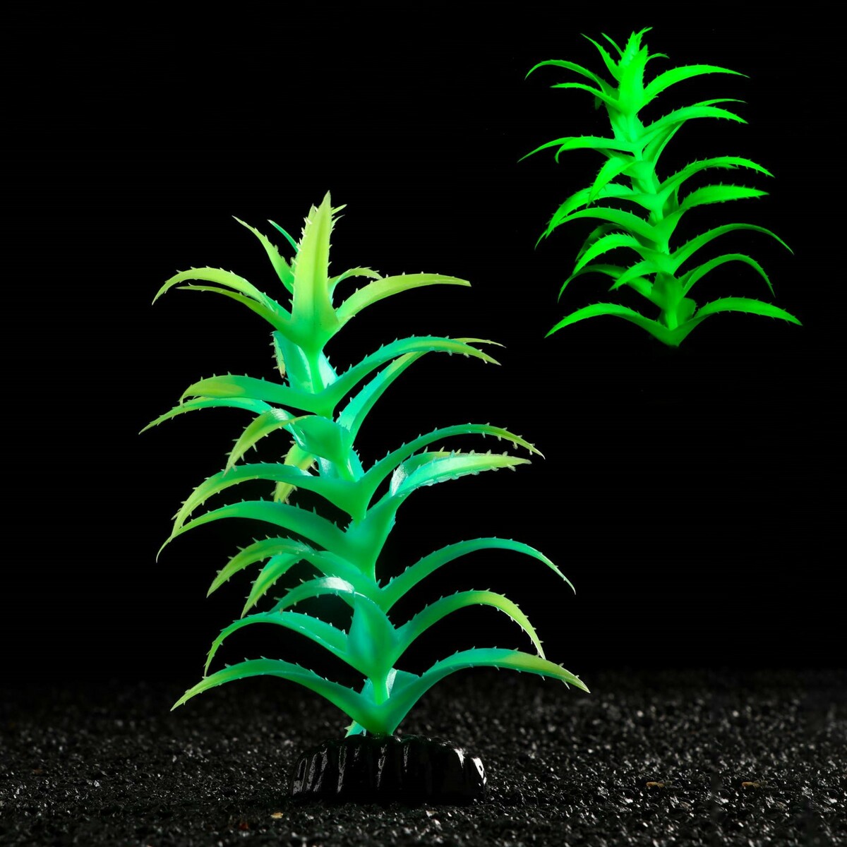 Растение искусственное аквариумное, светящееся, 20 см, зеленое Пижон Аква