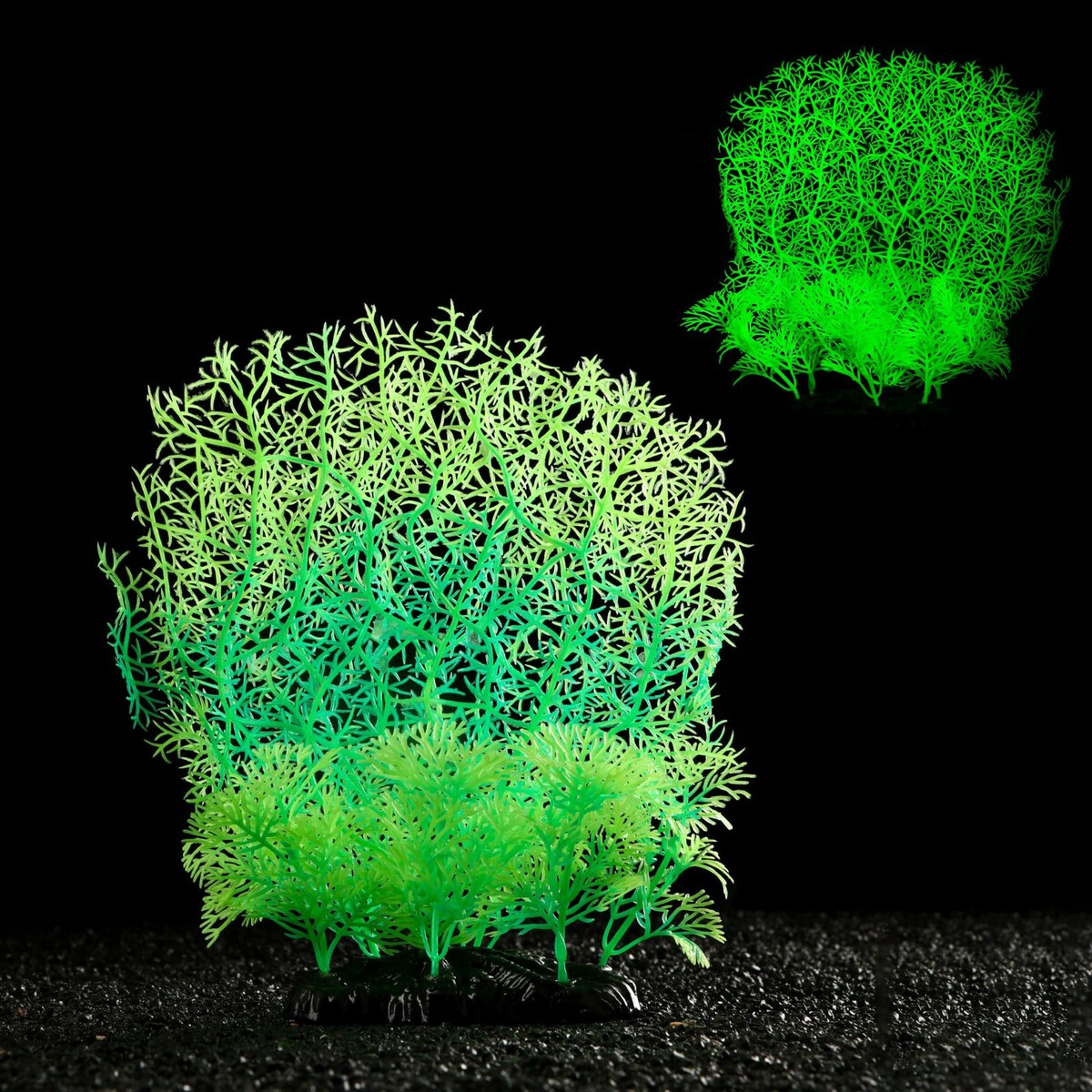 Растение искусственное аквариумное, светящееся, 23 см, зеленое растение силиконовое аквариумное светящееся в темноте 8 х 15 см зеленое