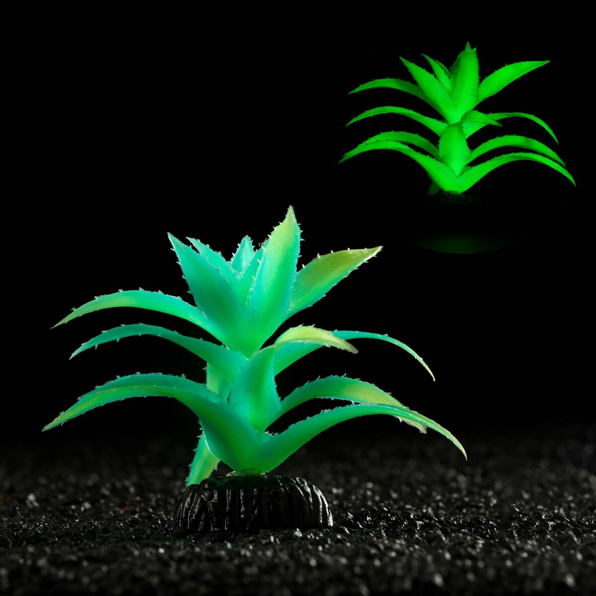 Растение искусственное аквариумное, светящееся, 10 см, зеленое растение силиконовое аквариумное светящееся в темноте 8 х 15 см зеленое