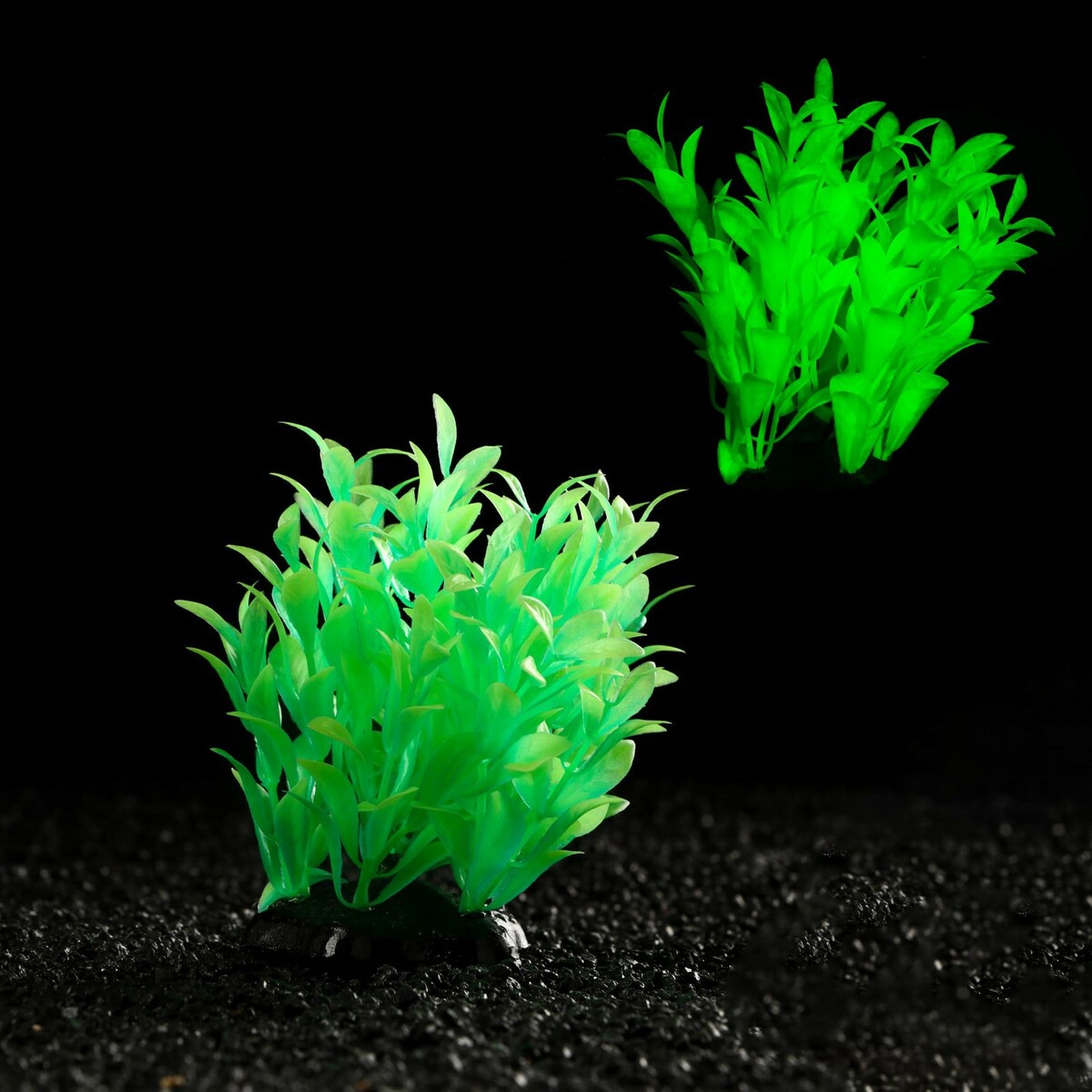 Растение искусственное аквариумное, светящееся, 10 см, зеленое