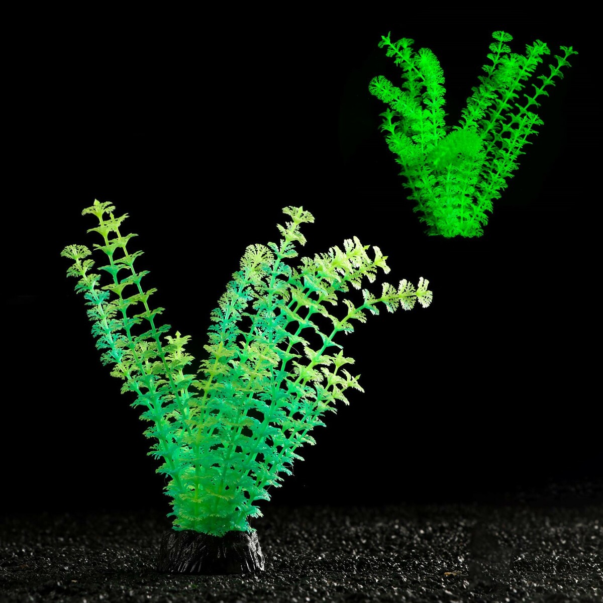 Растение искусственное аквариумное, светящееся, 18 см, зеленое растение силиконовое аквариумное светящееся в темноте 8 х 15 см зеленое