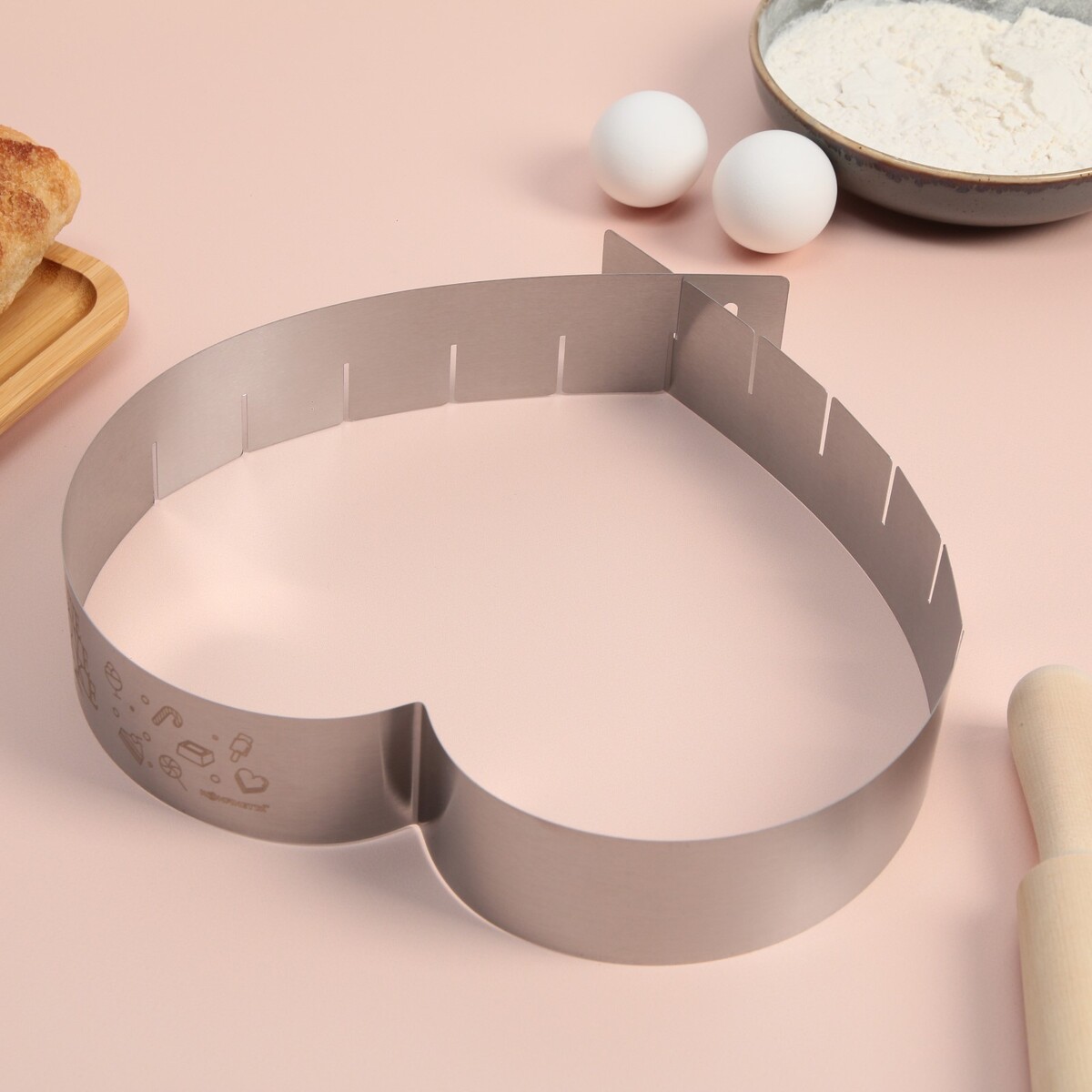 

Форма разъемная для выпечки сердце live.love.bake, 14.5-26.5 см, Серебристый