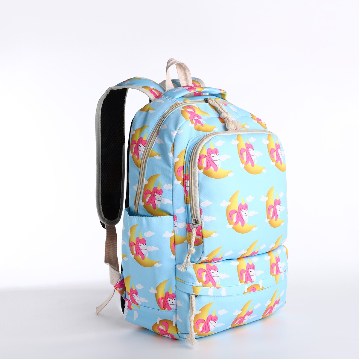Рюкзак на молнии, сумка, косметичка, цвет голубой