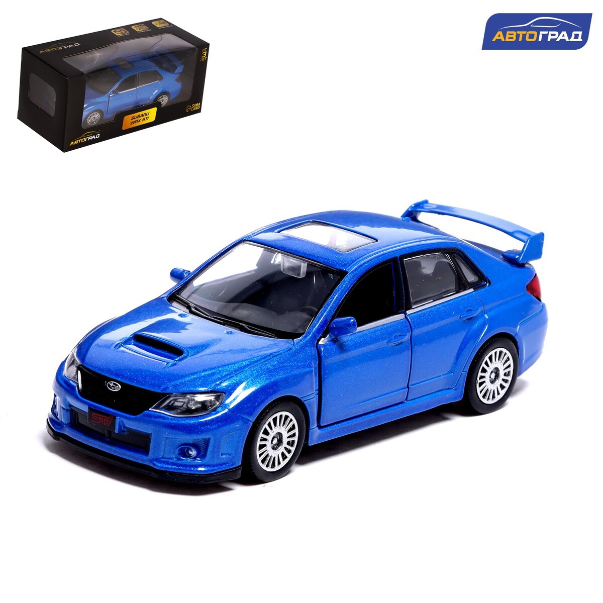 Машина металлическая subaru wrx sti, 1:32, инерция, открываются двери, цвет  синий Автоград 01080603: купить за 740 руб в интернет магазине с бесплатной  доставкой