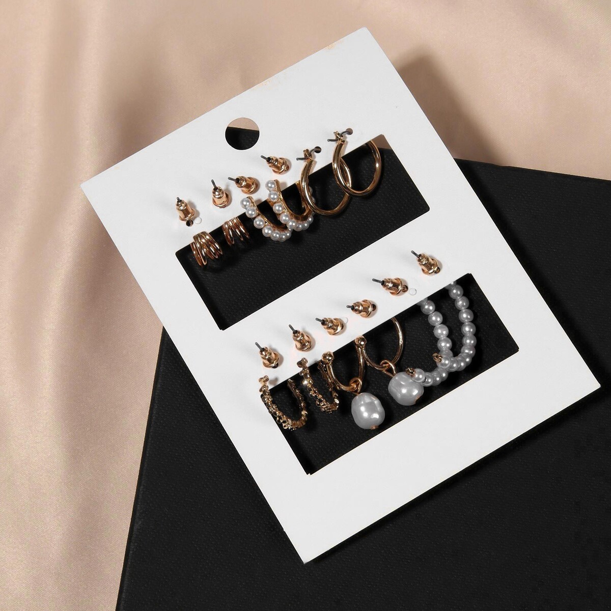 фото Серьги-кольца набор 6 пар queen fair