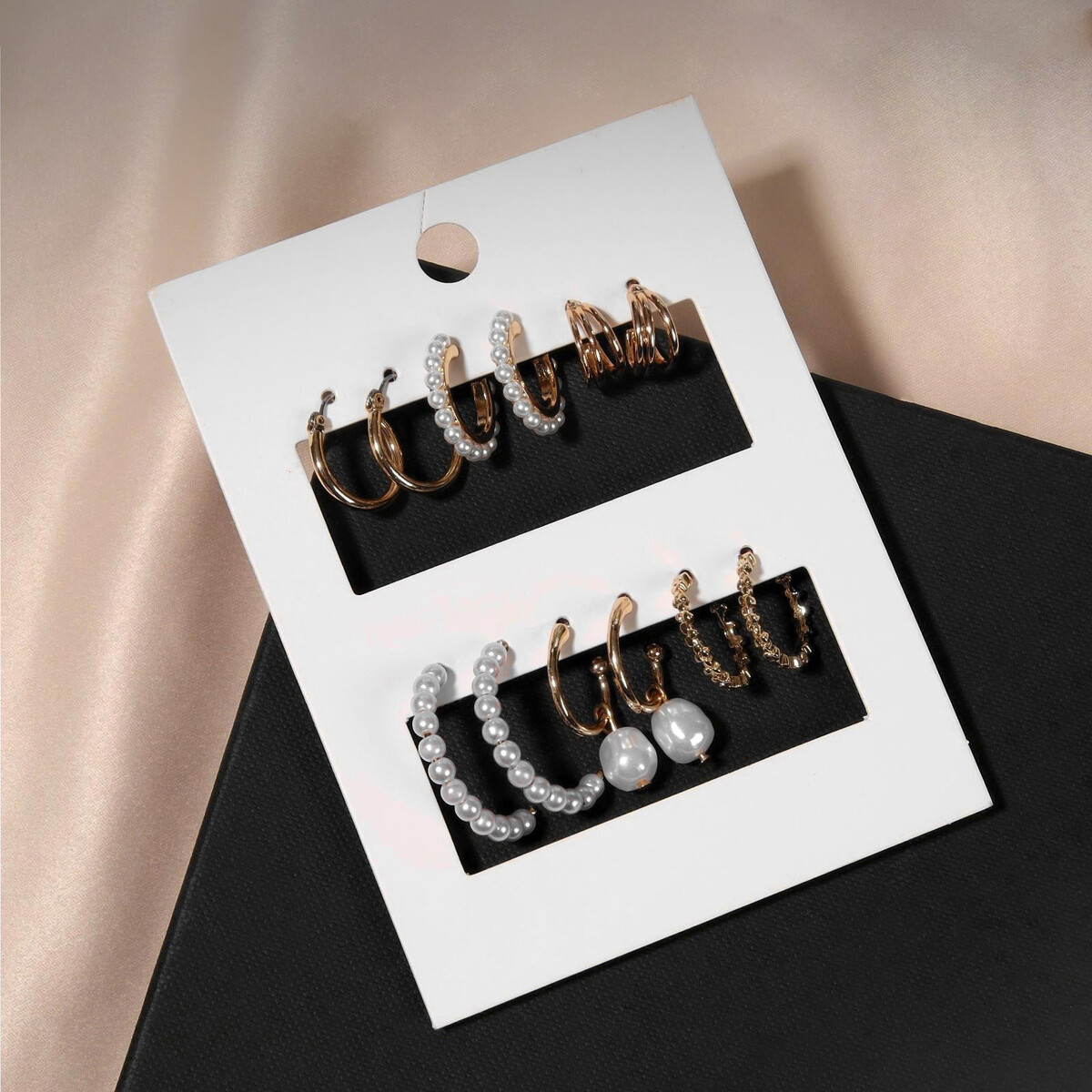 фото Серьги-кольца набор 6 пар queen fair