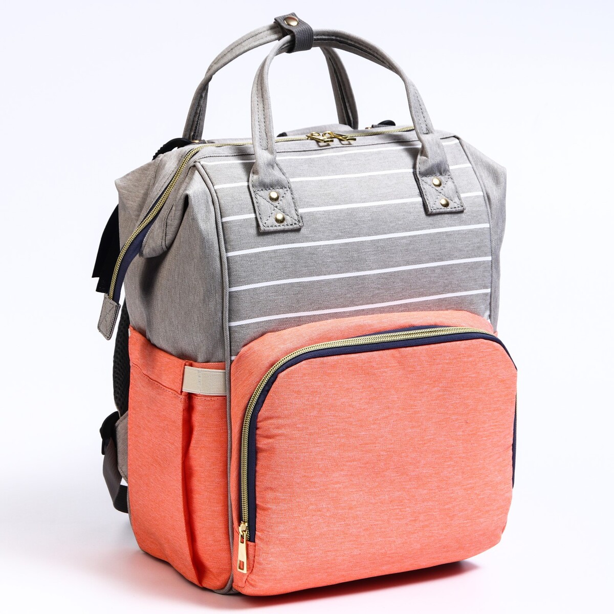 Рюкзак женский с термокарманом, термосумка - портфель, цвет серый/розовый