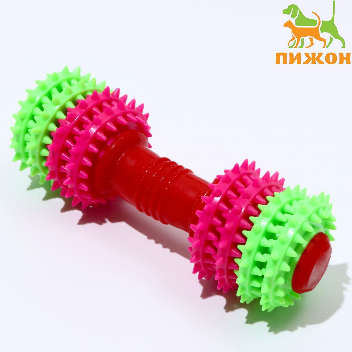 Игрушка жевательная 15,5 х 5,5 см, розовая/зеленая/красная игрушка гантель шипастая 14 5 см зеленая