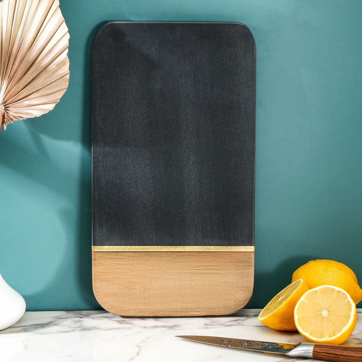 

Доска для подачи magistro loftel, из сланца и акации, 30×15 см, цвет черный, Бежевый;черный