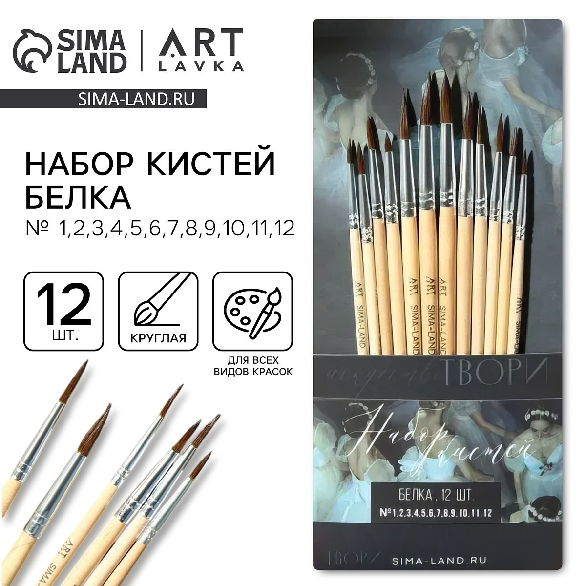 

Кисть для рисования набор 12 шт. белка