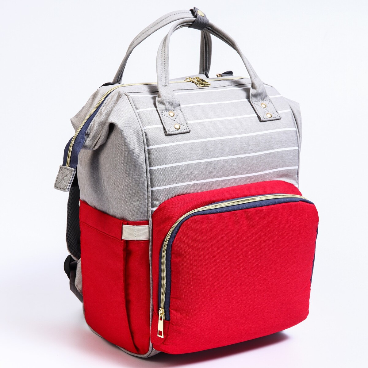 Рюкзак женский с термокарманом, термосумка - портфель, цвет серый/красный термосумка на молнии 9 л длинный ремень серый
