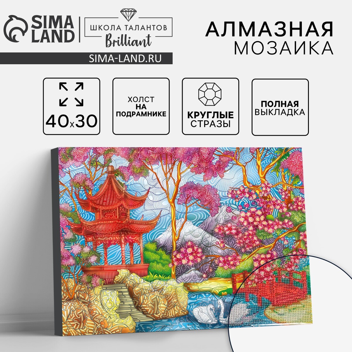 

Алмазная мозаика с полным заполнением на подрамнике, Разноцветный