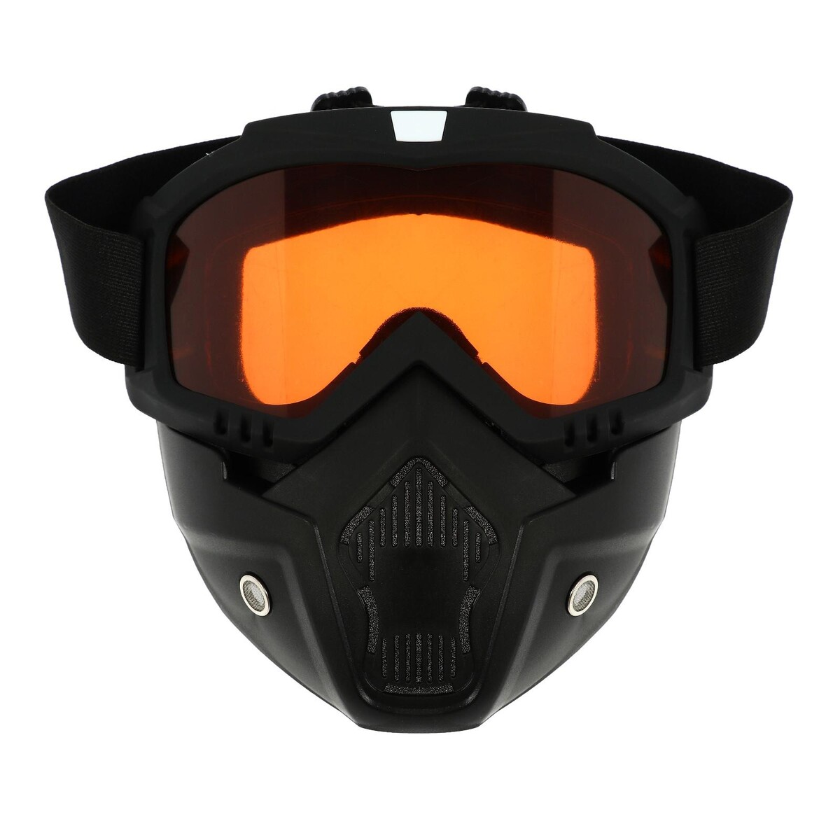 Очки-маска для езды на мототехнике, разборные, стекло оранжевый хром, цвет черный очки маска для езды на мототехнике стекло золотой хром синий ом 11