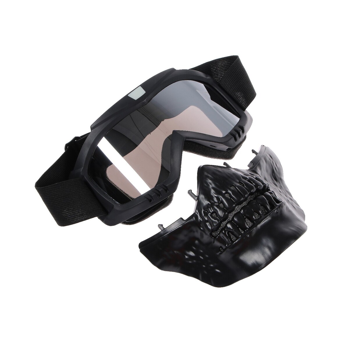 фото Очки-маска для езды на мототехнике, разборные, визор хром, цвет черный no brand