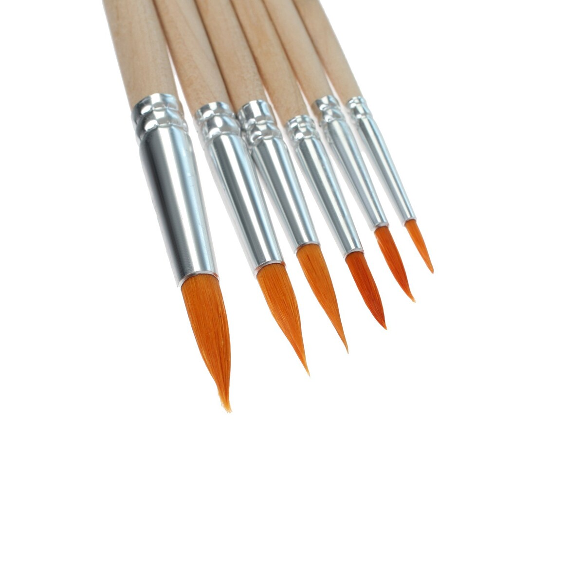 фото Набор кистей, нейлон, круглые, 6 шт.: №2, 4, 6, 8, 10, 12, с деревянными ручками, на блистере calligrata