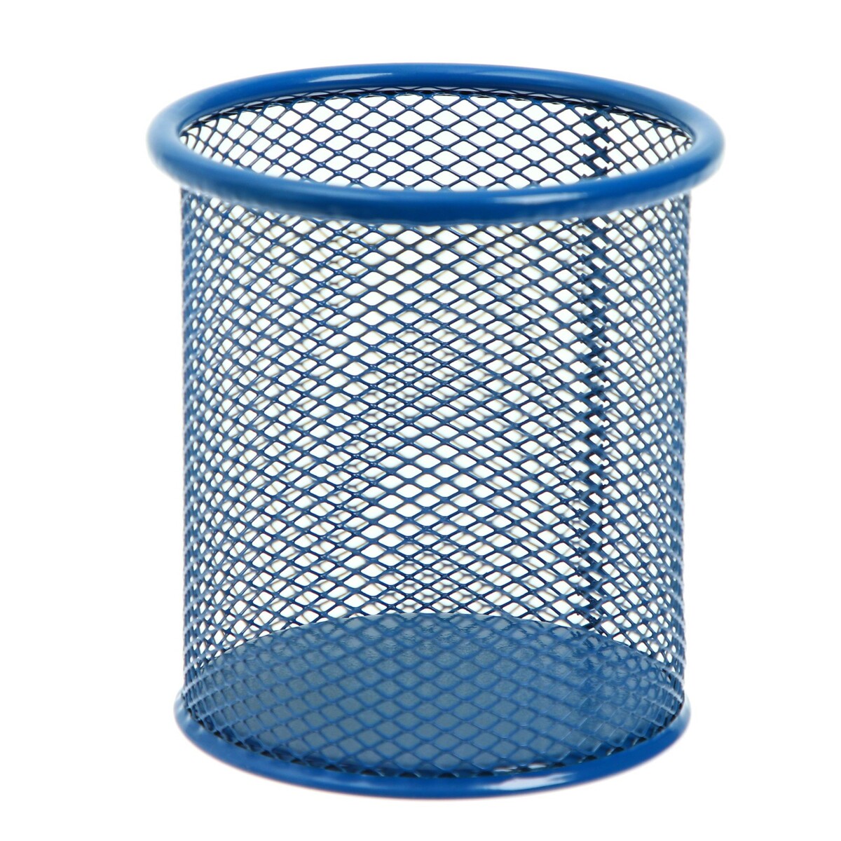 Стакан для пишущих принадлежностей круглый, металлическая сетка, синий стакан для пишущих принадлежностей 3 отделения сетка металлический