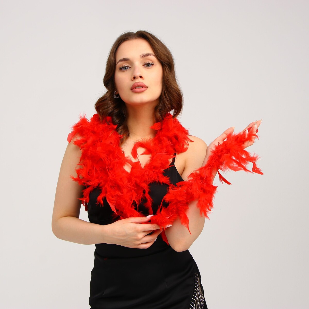 фото Карнавальный шарф, перо, 1.8 метра, 30 грамм, цвет красный страна карнавалия