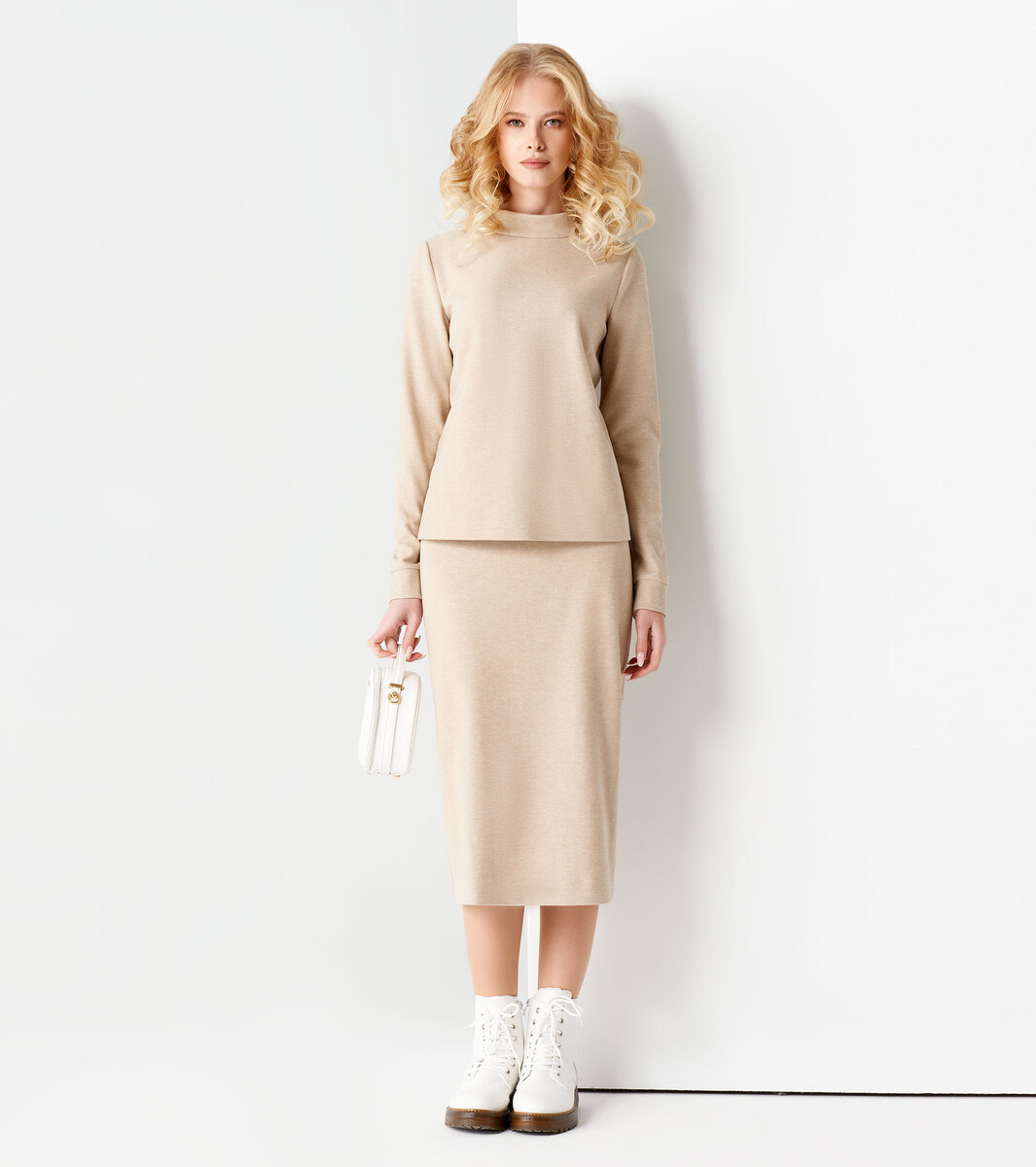 Комплект женский (джемпер, юбка) PANDA, размер 42, цвет бежевый 01121923 - фото 1