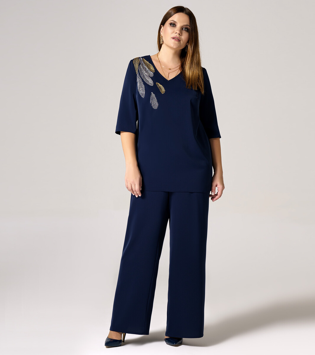 Комплект женский (блузка, брюки) PANDA, размер 56, цвет синий 01122048 - фото 2