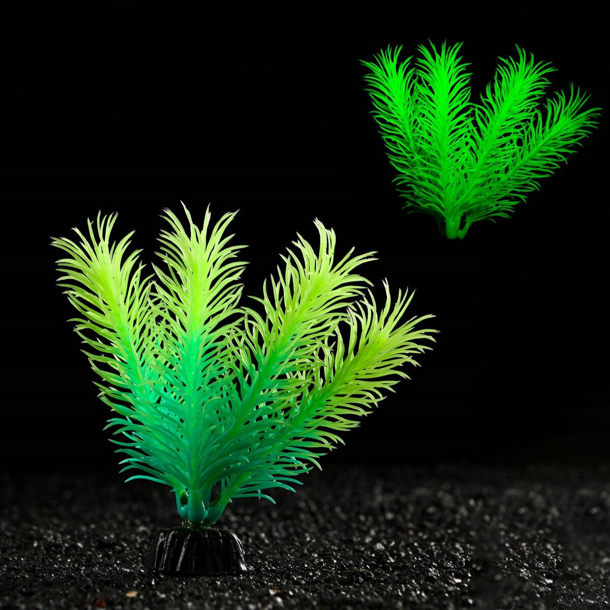 Растение искусственное аквариумное, светящееся, 10 см, зелёное Пижон Аква