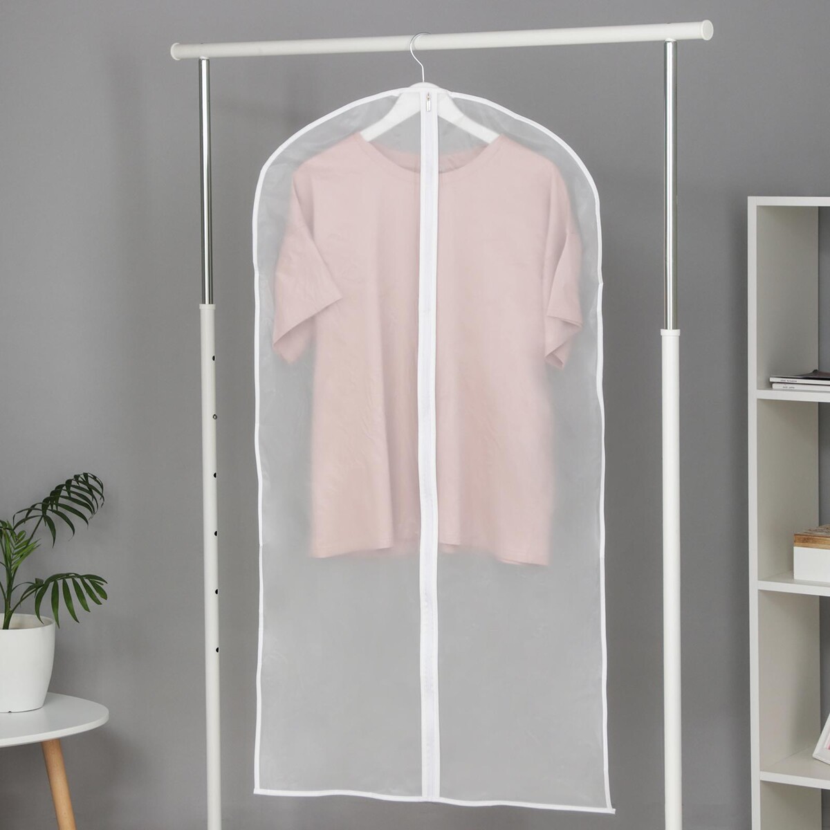 Чехол для одежды плотный доляна, 60×120 см, peva, цвет белый чехол для одежды ladо́m 60×90 см плотный peva серый
