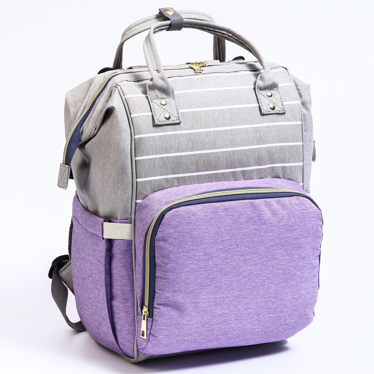 Рюкзак женский с термокарманом, термосумка - портфель, цвет серый/фиолетовый рюкзак kingkong i 30 wb 9064 черн средний фоторюкзак
