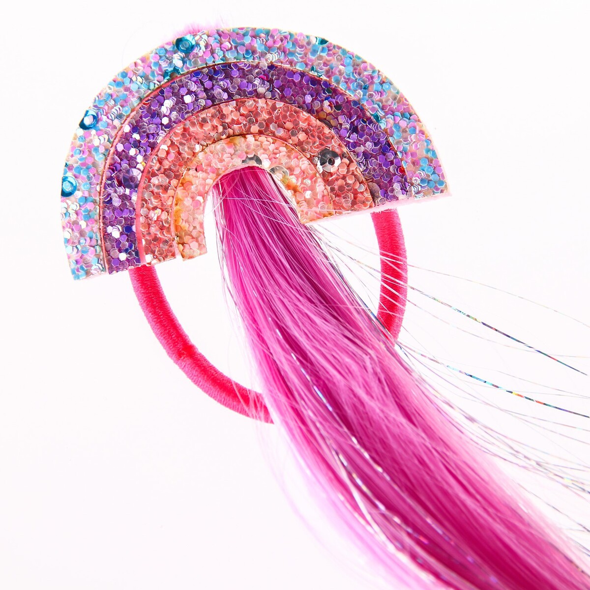 Прядь для волос на резинке коса на резинке 42 см фиолетовый