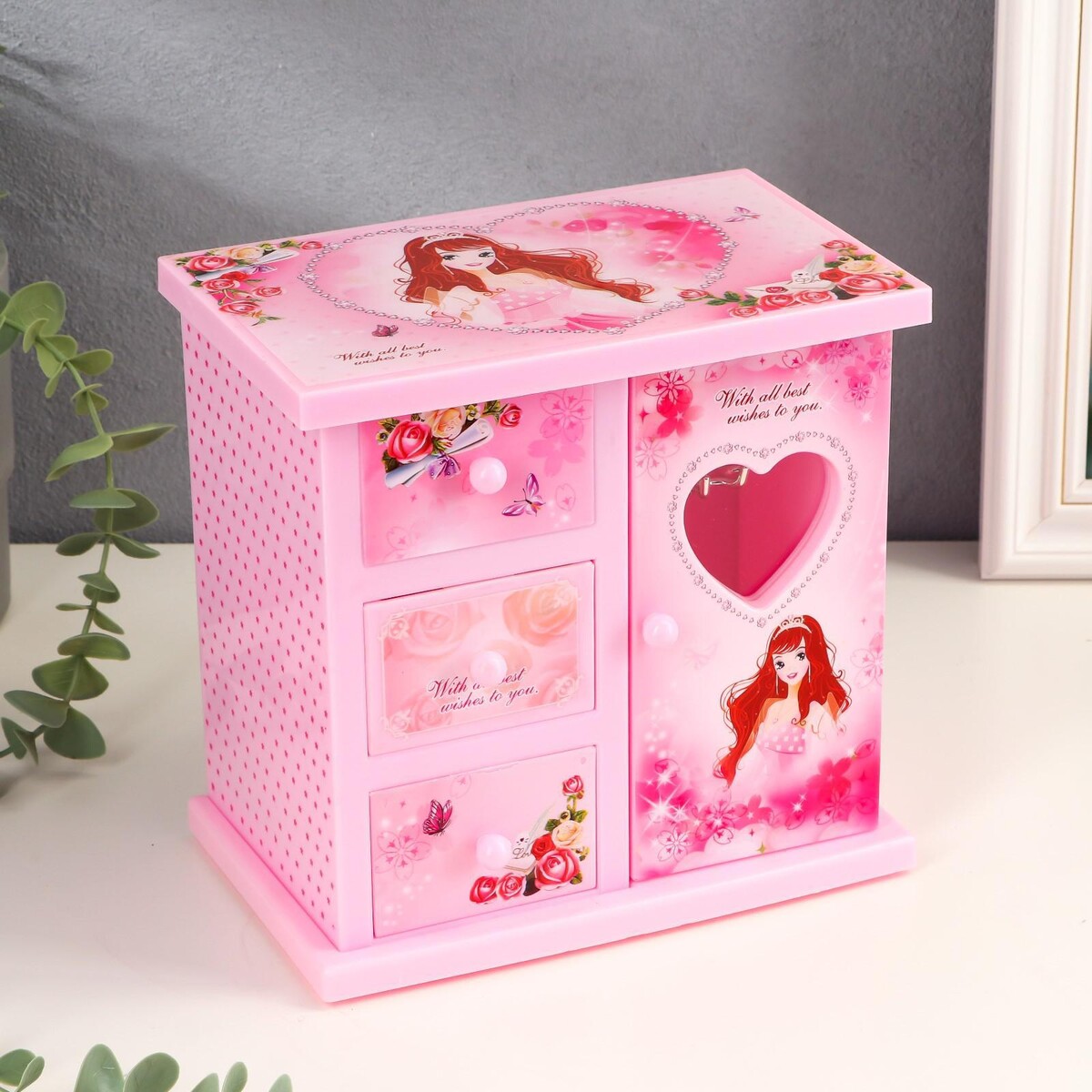 Шкатулка музыкальная шкатулка музыкальная розовая с принцессой 19х16х6 см