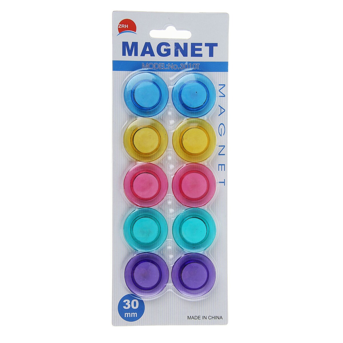 Набор магнитов для доски, 10 шт., d-3 см, прозрачные, на блистере набор магниты для доски d 3 5см 10 штук на блистере пастель