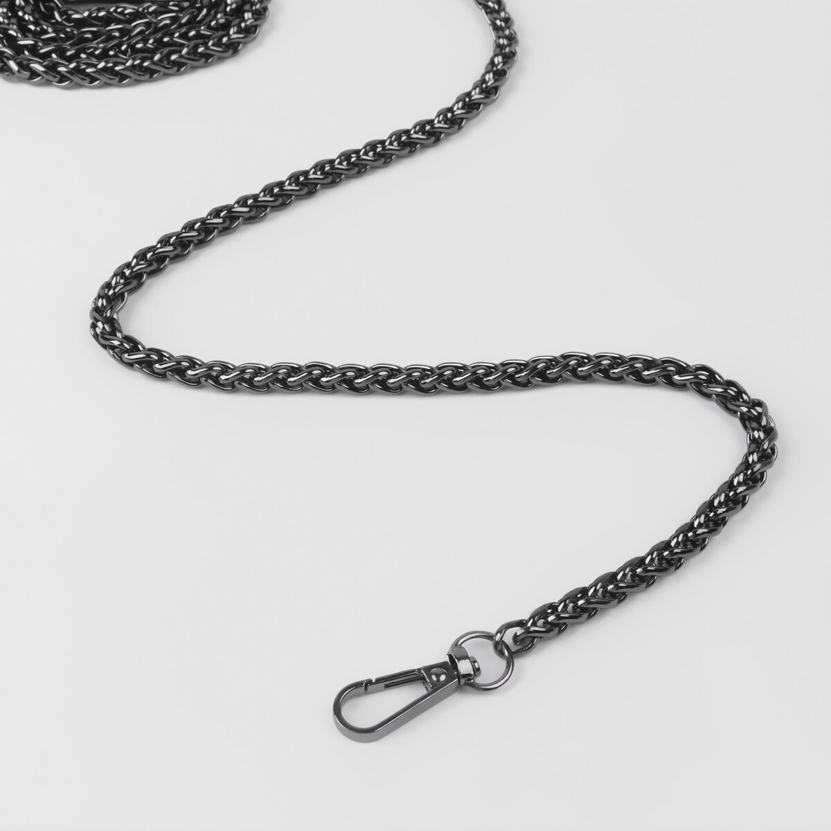 Цепочка для сумки, с карабинами, железная, 7 × 7 мм, 120 см, цвет черный никель