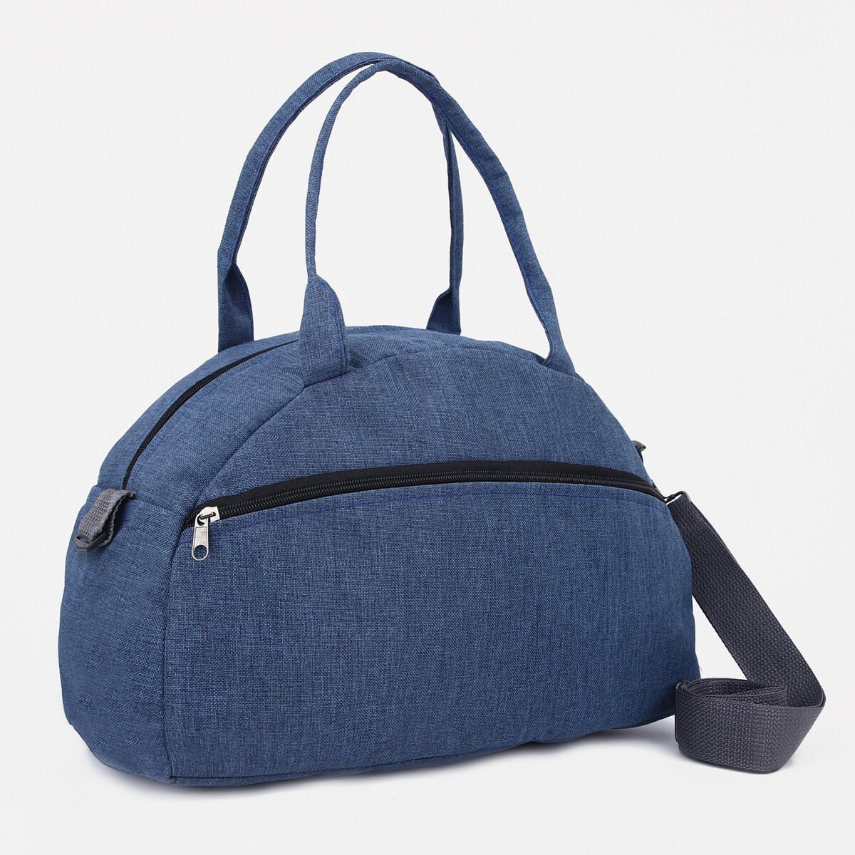 

Сумка спортивная на молнии, наружный карман, длинный ремень, цвет синий